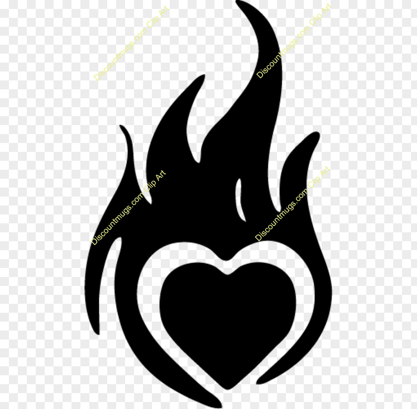 Flame Heart Silhouette Art PNG