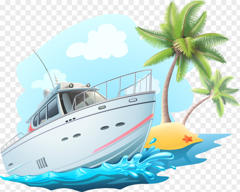 Great Coconut And Yacht Vector Material Sailboat Clip Art PNG