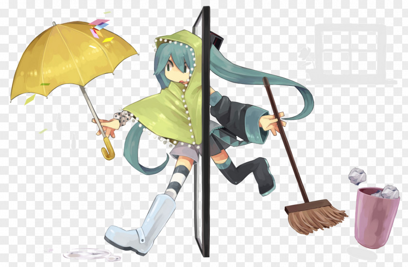 Hatsune Miku Vocaloid Umbrella Character PNG