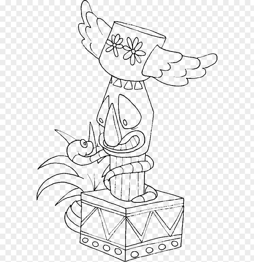 Snake Totem Pole Coloring Book Drawing Native Americans In The United States PNG