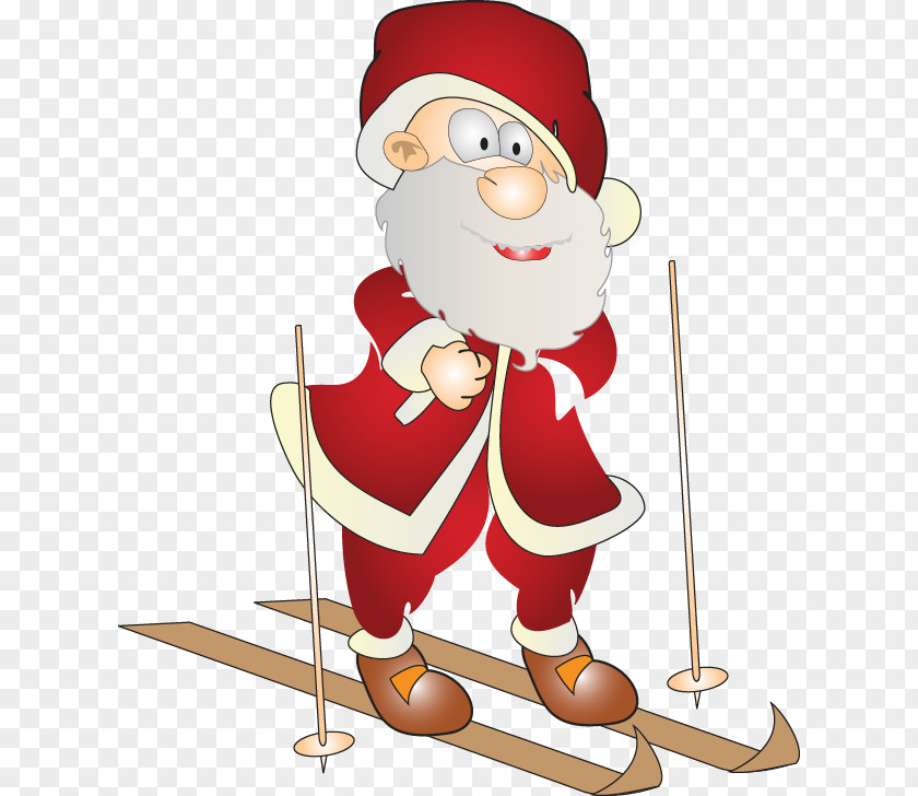 Cute Santa Claus Ski Material Christmas Cartoon Illustration PNG