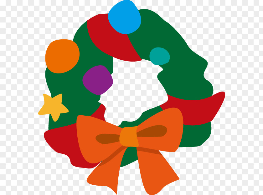 Hand-painted Christmas Green Circle Pattern Santa Claus Ornament Wreath Illustration PNG