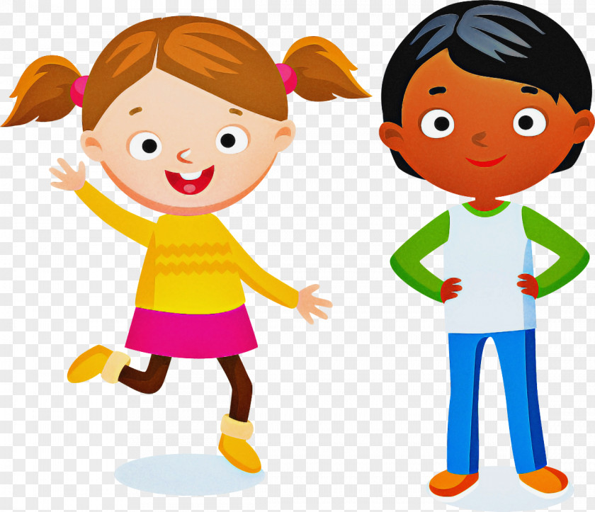 Cartoon Child Playing With Kids Sharing Fun PNG