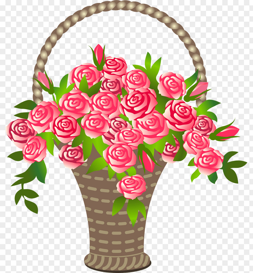 Flower Basket Vector Graphics Design Rose Image PNG