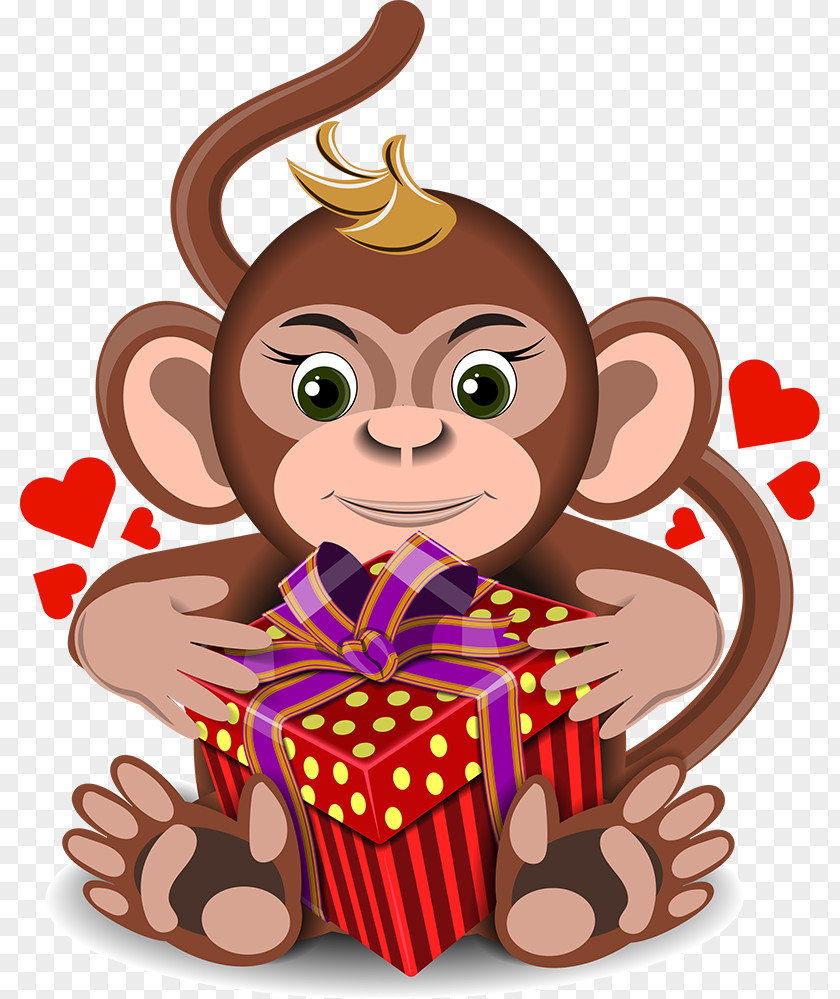 Monkey Love Art PNG