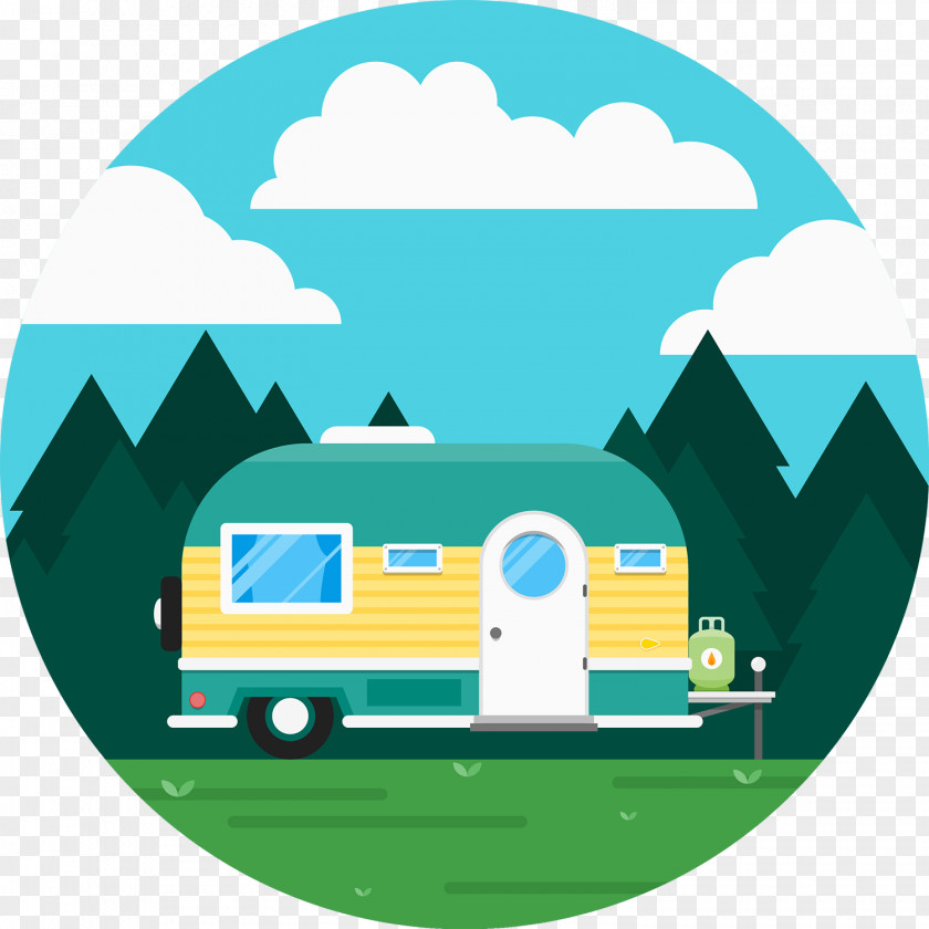 Cute RV Camping Vector Caravan Recreational Vehicle Icon PNG