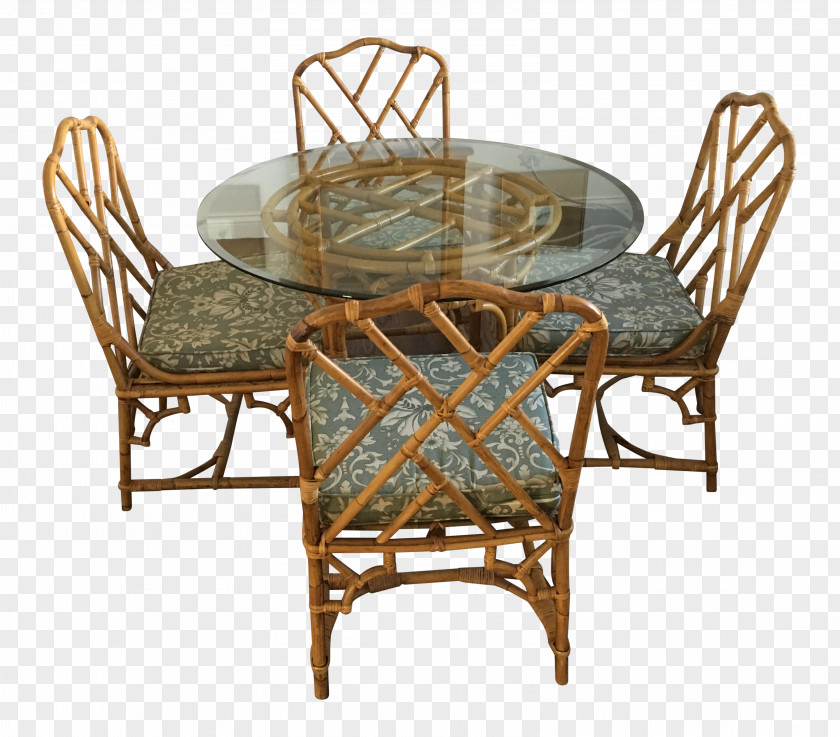 Colored Rattan Table Chair PNG