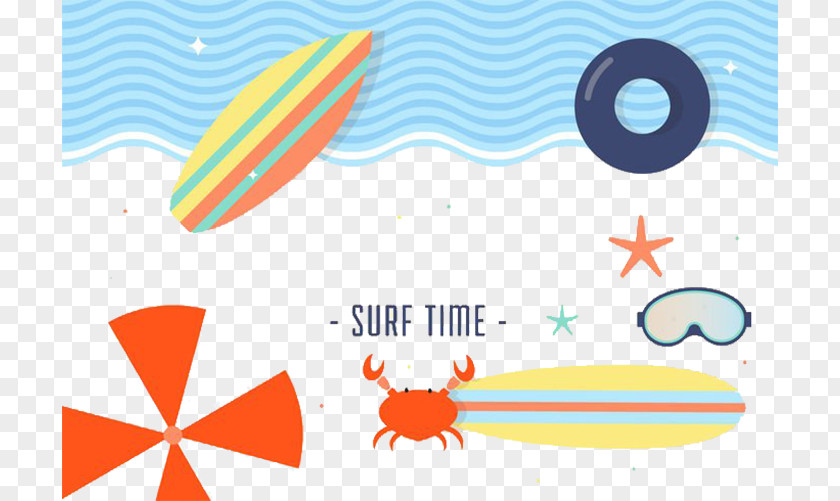 Surf Beach Crab Biological Surfing Surfboard Wind Wave Illustration PNG