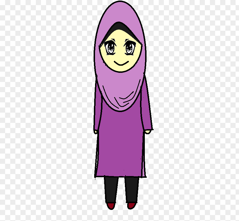 Islamic Purple Cheek Woman Character Clip Art PNG
