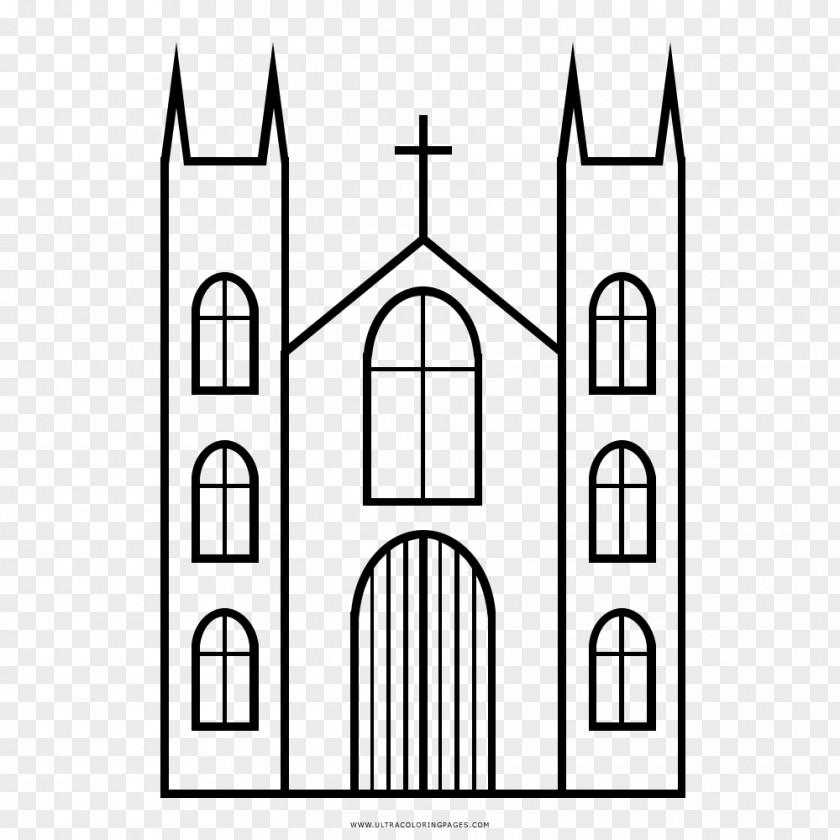 Cathedral Line Art Drawing Coloring Book PNG