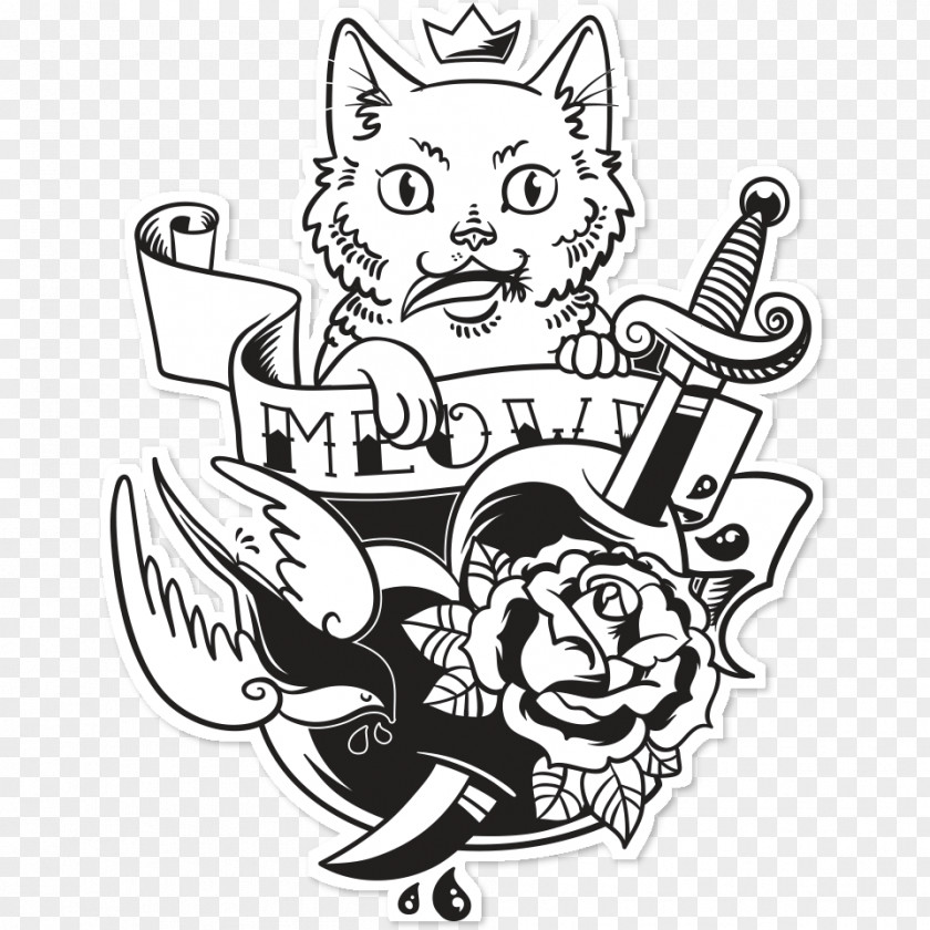 Rock And Roll Black Cat Tattoo Sticker Clip Art PNG