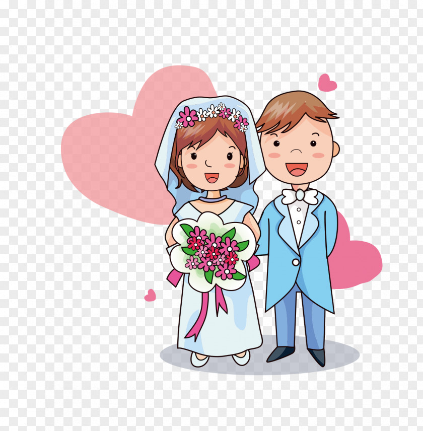 Cartoon Bride And Groom Wedding Invitation Bridegroom PNG