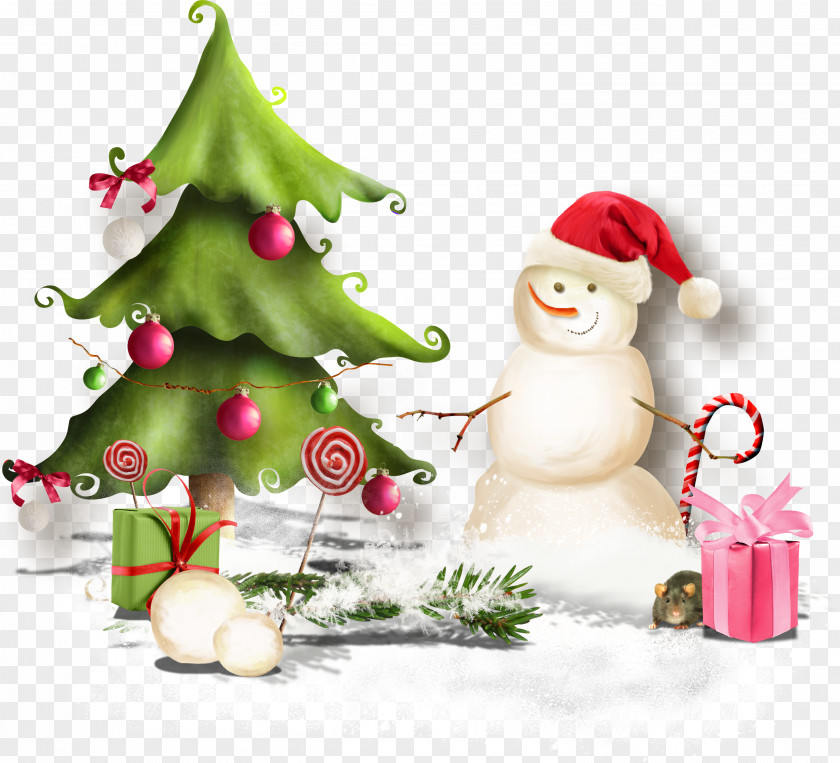 Christmas Tree Snowman Ded Moroz New Year Clip Art PNG