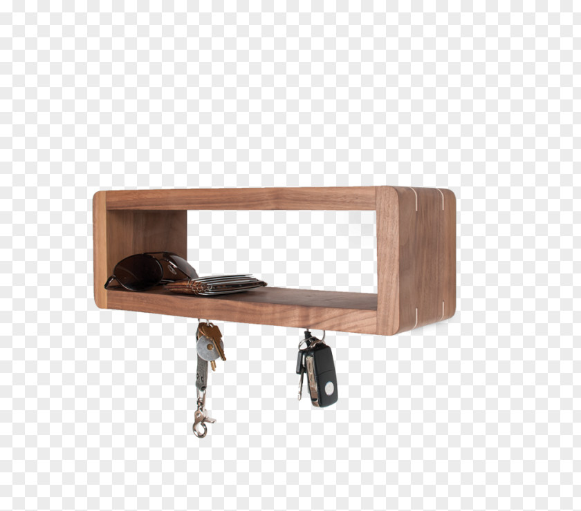 Floating Shelf Table Walnut Rectangle PNG