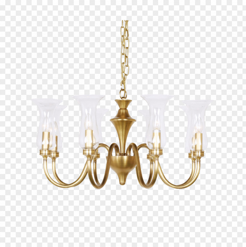 All Copper Brass Chandelier Lamp PNG