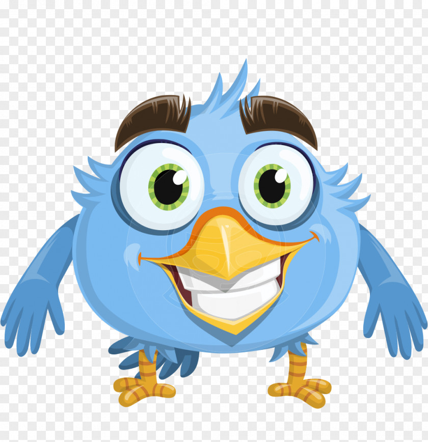 Bushy Eyebrows Cartoon Bird Clip Art PNG