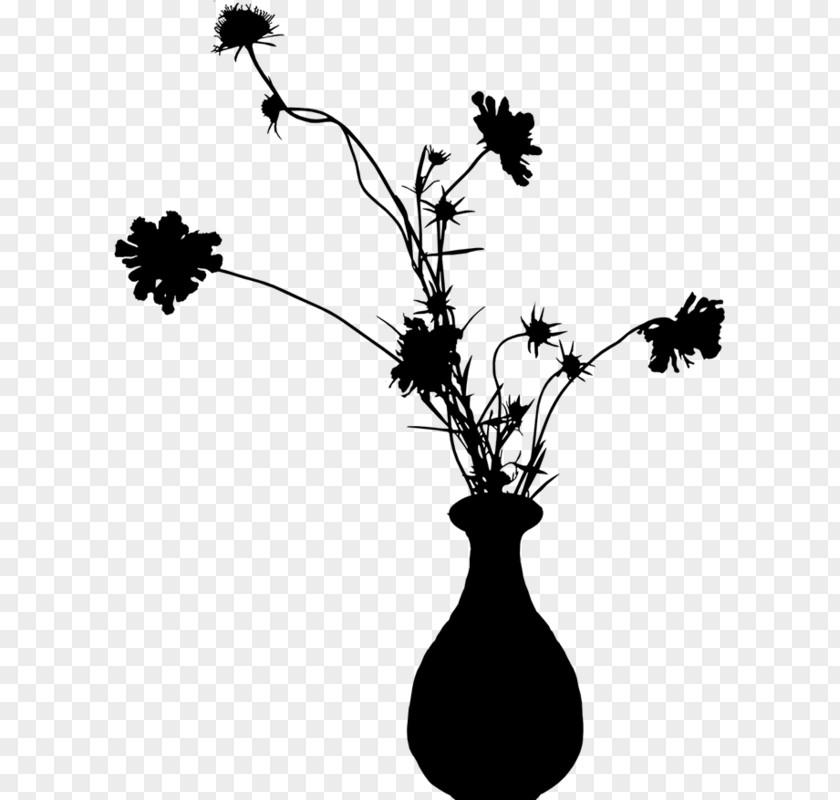 Plant Stem Flowering Vase Silhouette PNG