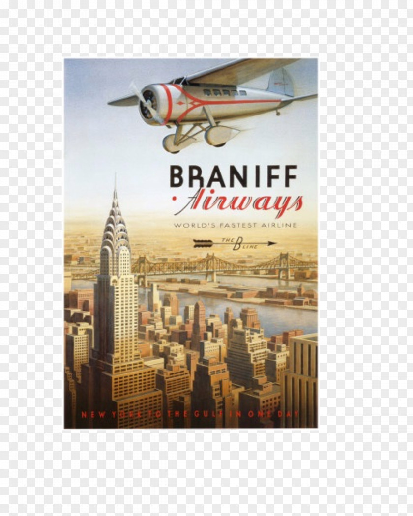 Airplane Braniff International Airways New York City Poster Air Travel PNG