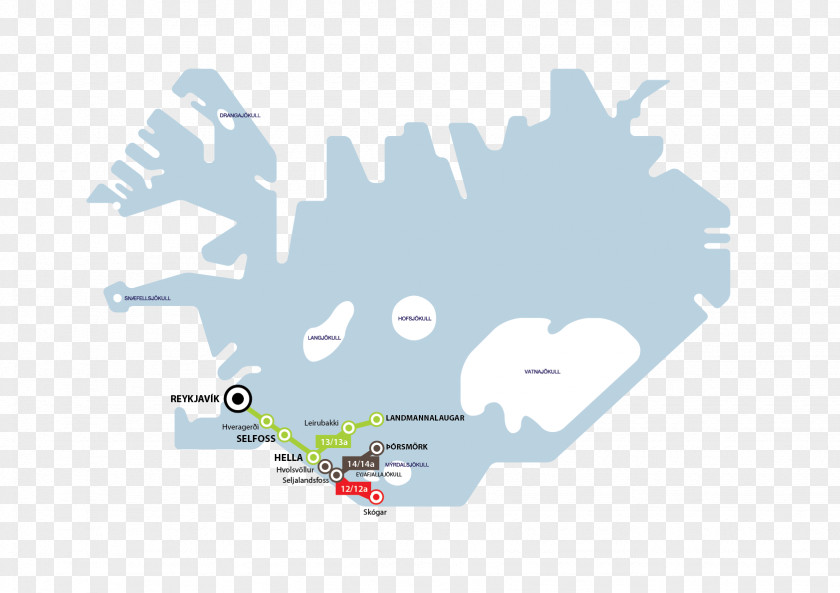 Bus Guide To Iceland Map PNG