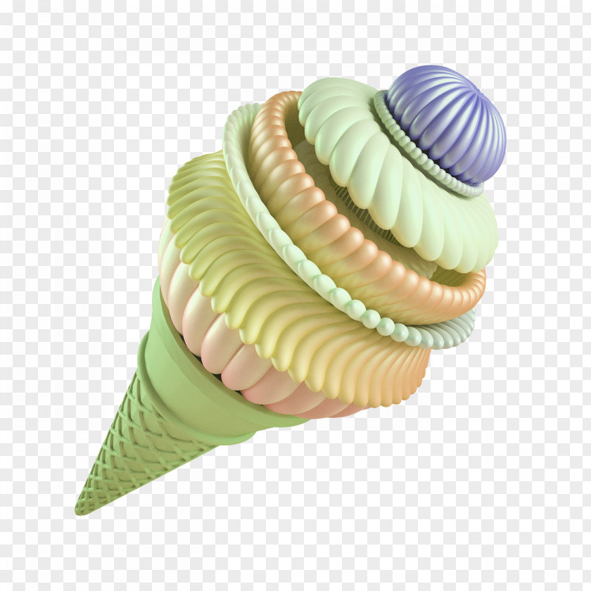 Green Fresh Ice Cream Decorative Patterns Cinema 4D Rendering 3D Computer Graphics PNG