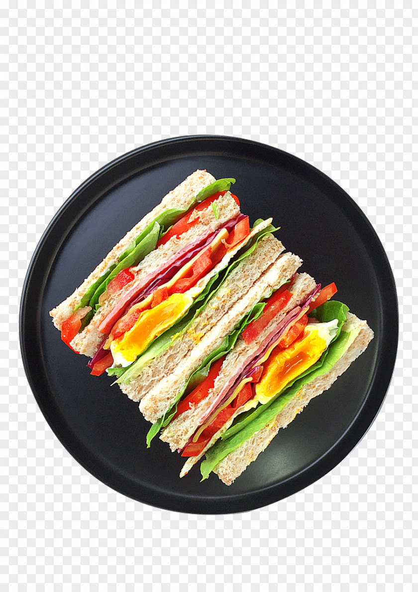 Ham Sandwich Egg Yolk Breakfast European Cuisine Fruit Salad Food PNG