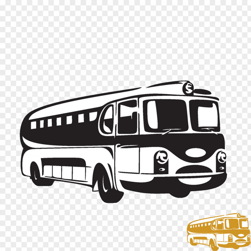 Vintage Hand-drawn Cartoon Bus Pattern Drawing Clip Art PNG