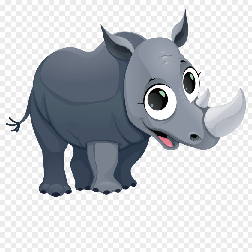 Vector Small Rhino Giraffe Cartoon Fauna Of Africa Illustration PNG
