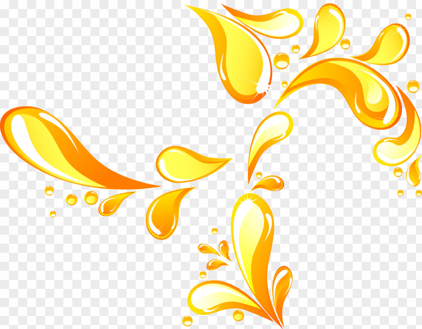 Beautiful Golden Drops Yellow Drop Liquid Clip Art PNG