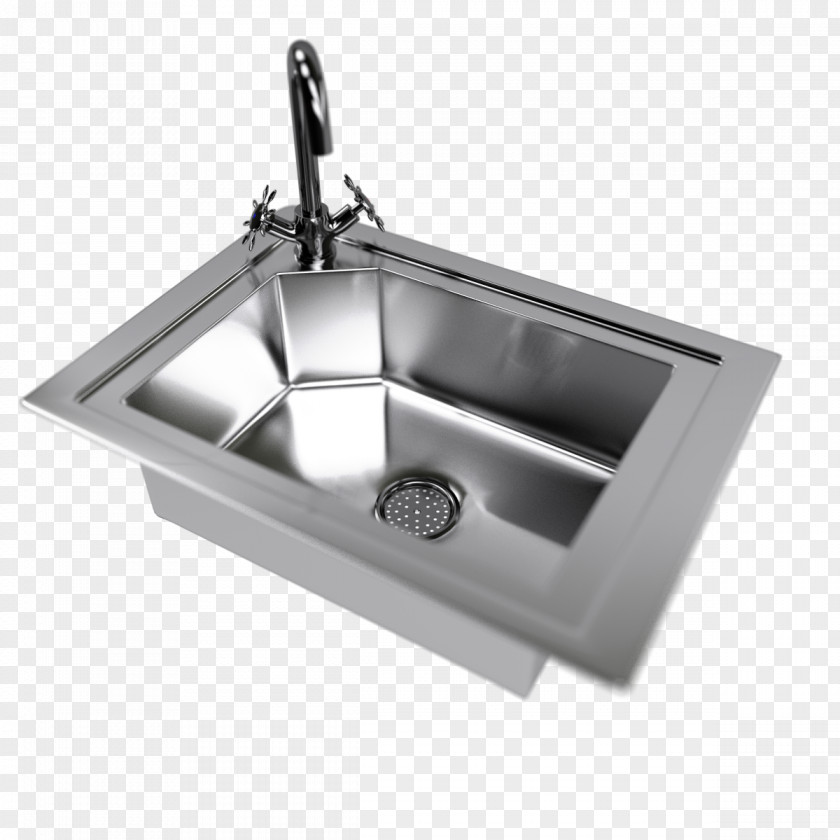 Sink Tap Kitchen Drain Stainless Steel PNG