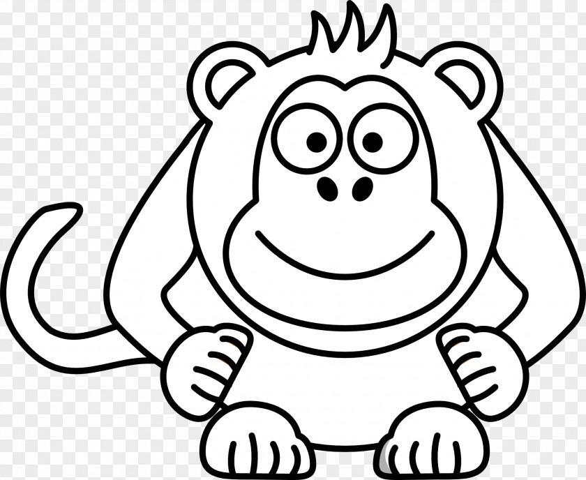 Monkey Drawings Cartoon Black And White Drawing Clip Art PNG