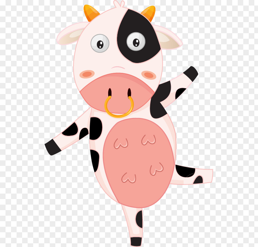 Creative Cow Cartoon Holstein Friesian Cattle Milk Dairy Illustration PNG