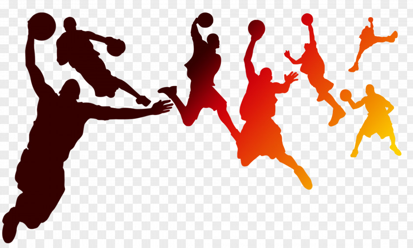 Playing Basketball Silhouette Figures NBA PNG