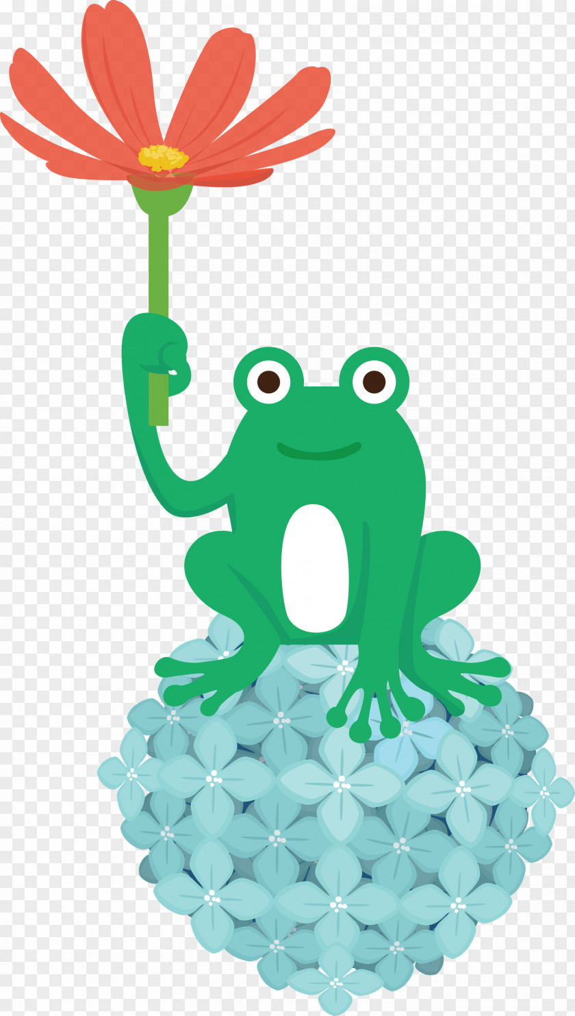 Frogs Cartoon Tree Frog Green Flower PNG