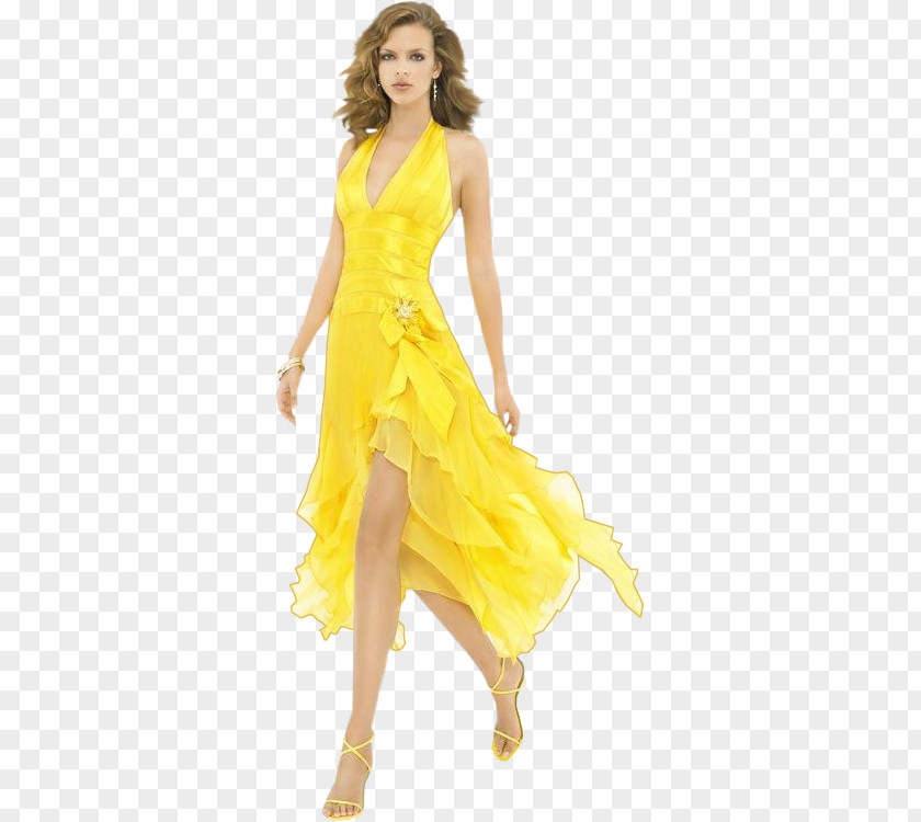 Old Ladies Cocktail Dress Yellow Fashion Prom PNG