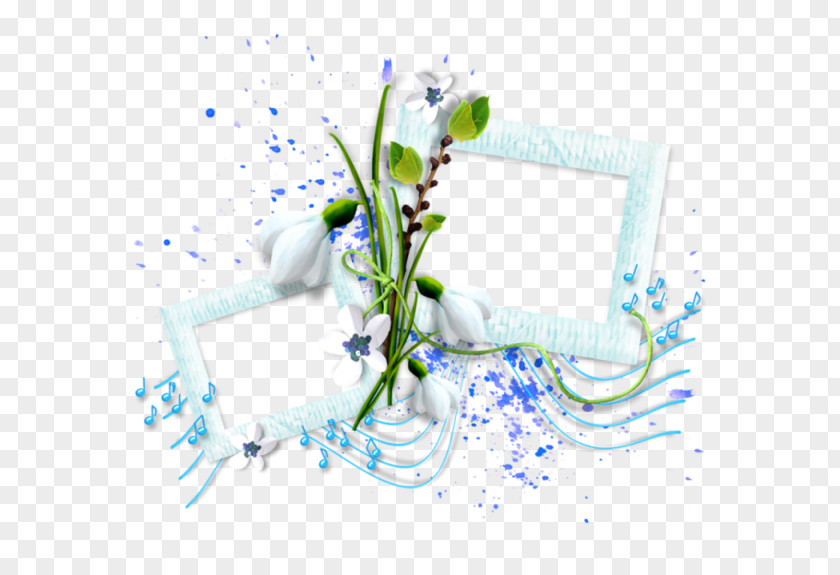 Blue Dream Flower Vine Border Picture Frame Photography Collage Clip Art PNG