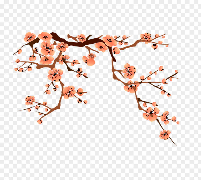 Ink Wash Painting Plum Blossom Clip Art PNG