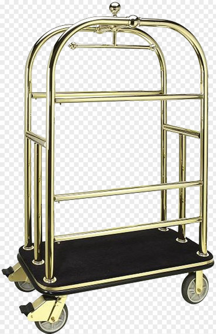 Hotel Bellhop Baggage Cart Brass PNG