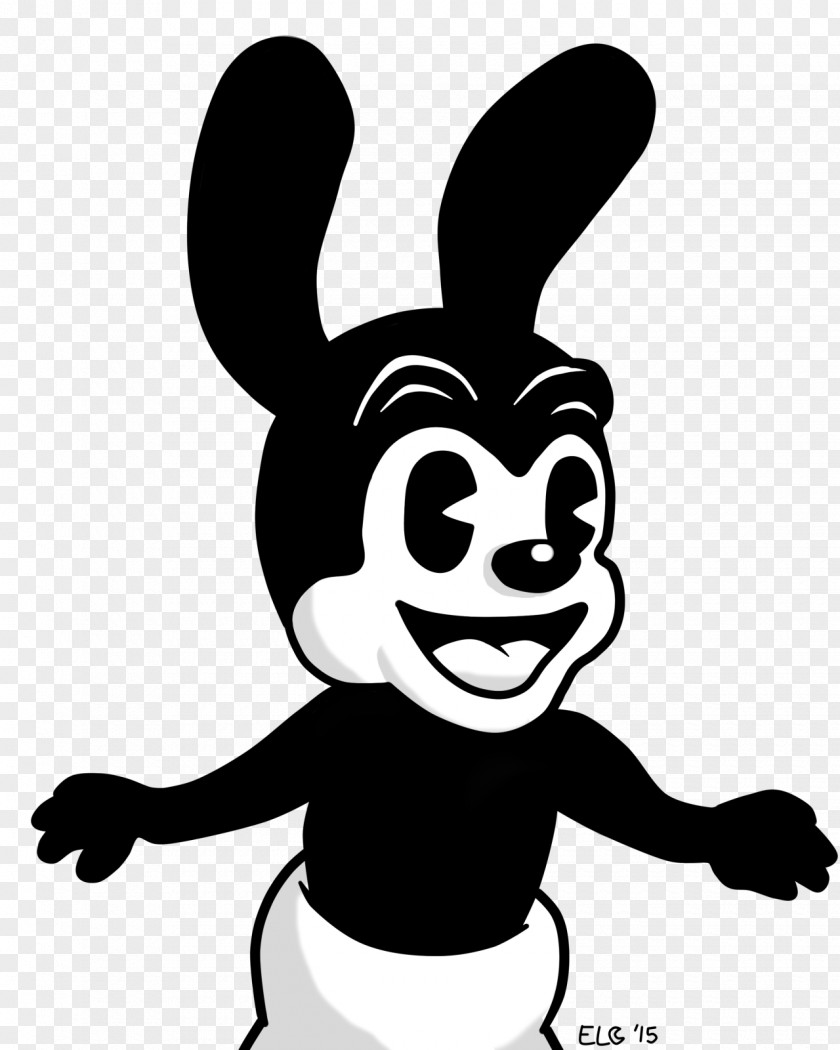 Oswald The Lucky Rabbit Black And White Cartoon Drawing Character PNG
