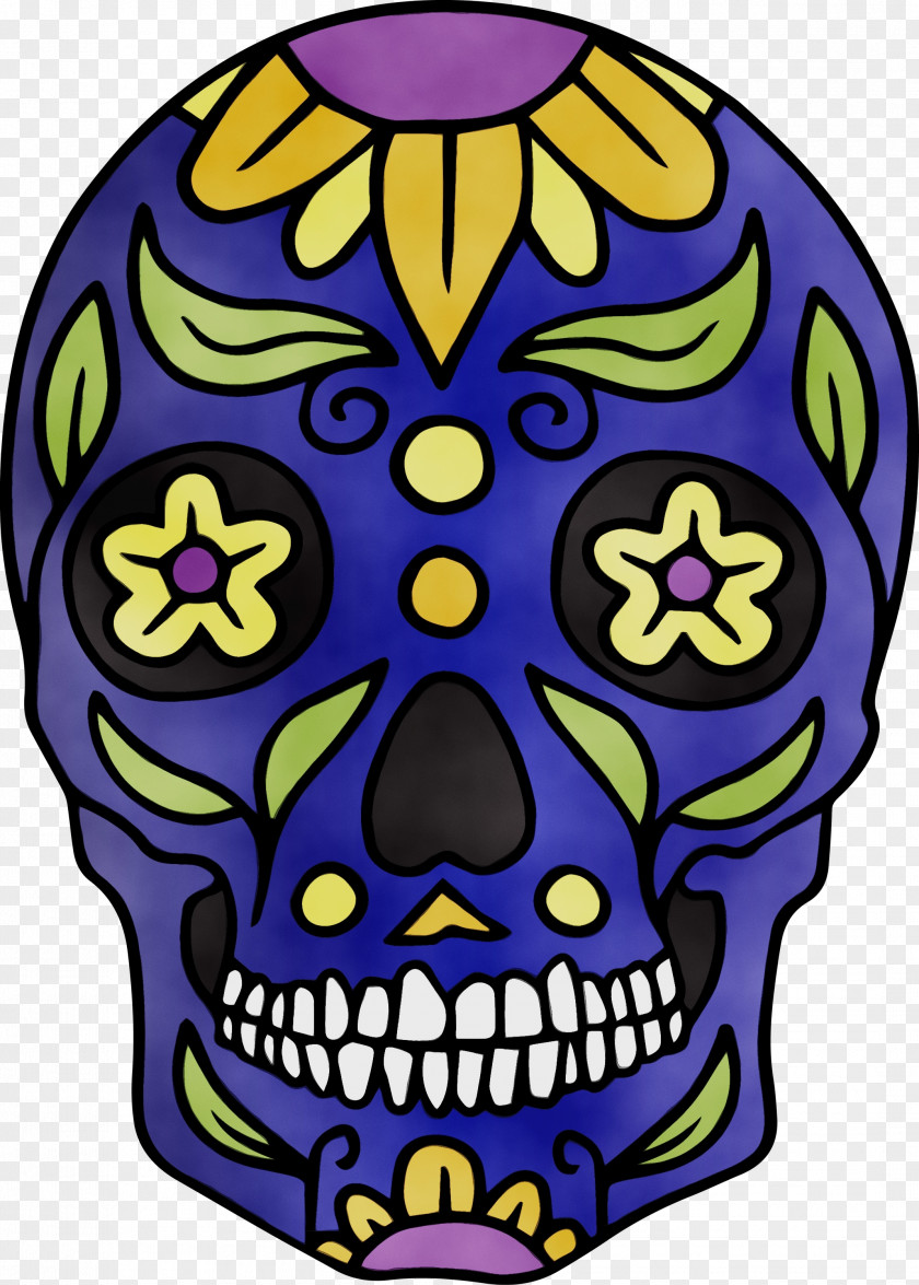 Watercolor Painting Day Of The Dead Icon Poster PNG