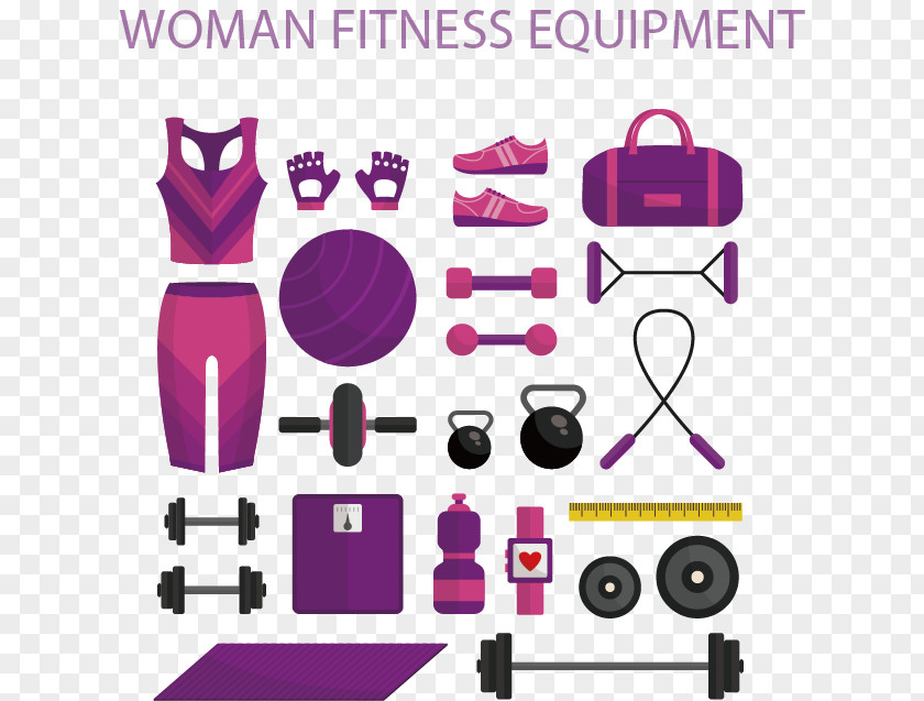 Women Fitness Equipment And Icon Cartoon Exercise Centre Physical PNG