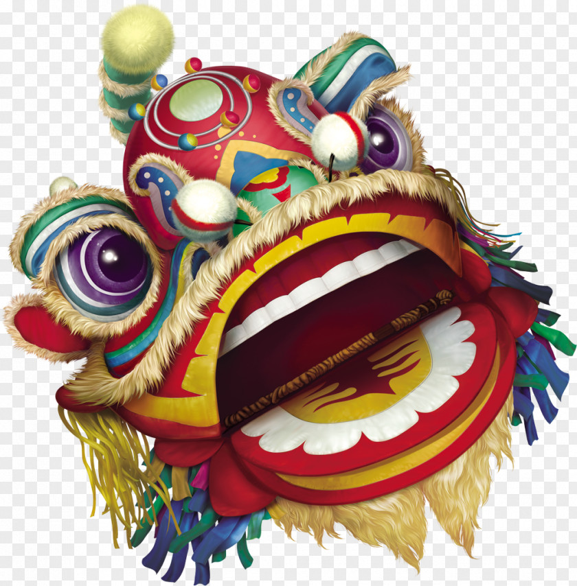 Hand-painted Chinese Lion Dance Elements Dragon New Year PNG
