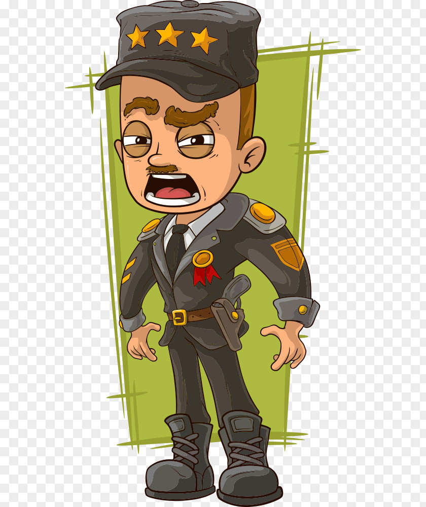 Wearing A Police Cap Vector Cartoon Army General Royalty-free PNG