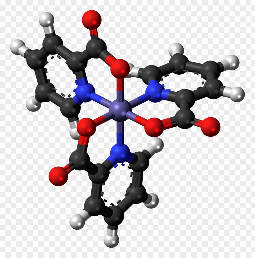 Chromium(III) Picolinate Coordination Complex Ball-and-stick Model Isomer PNG