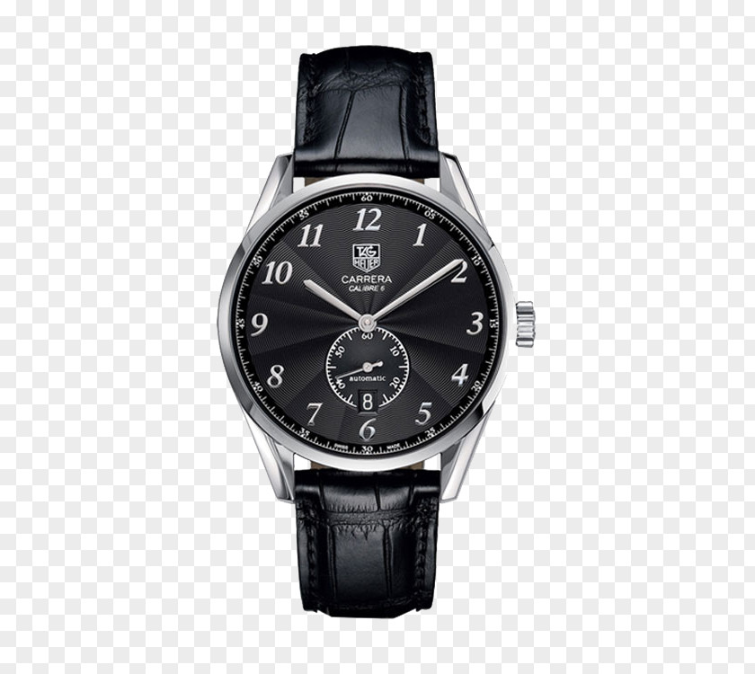 TAG,Heuer Black Leather Strap Watch TAG Heuer Automatic Chronograph Jewellery PNG