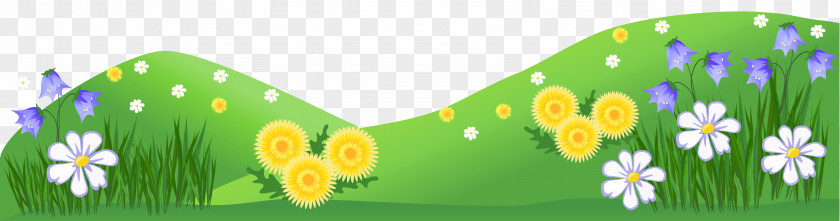 Grass Ground With Flowers Clipart Cartoon Summer Wallpaper PNG