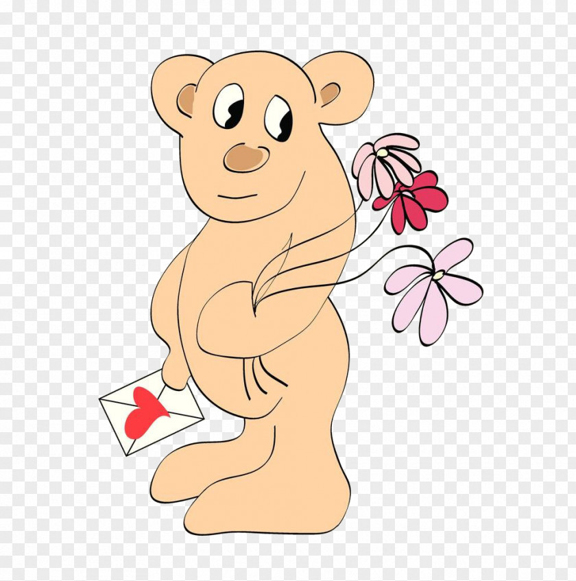 Cartoon Bear Flower Photography Illustration PNG