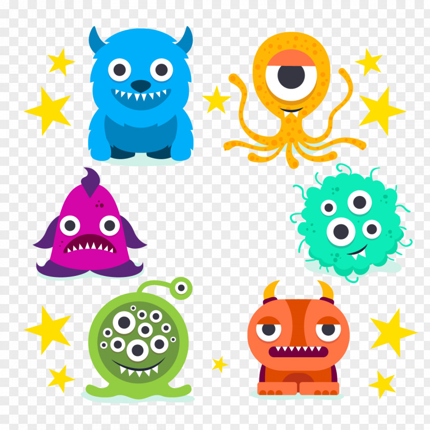 Vector Monster Collection Cartoon Illustration PNG