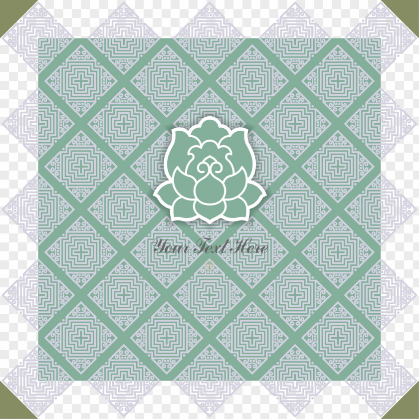 Decorative Light Blue Lotus Pattern Green PNG