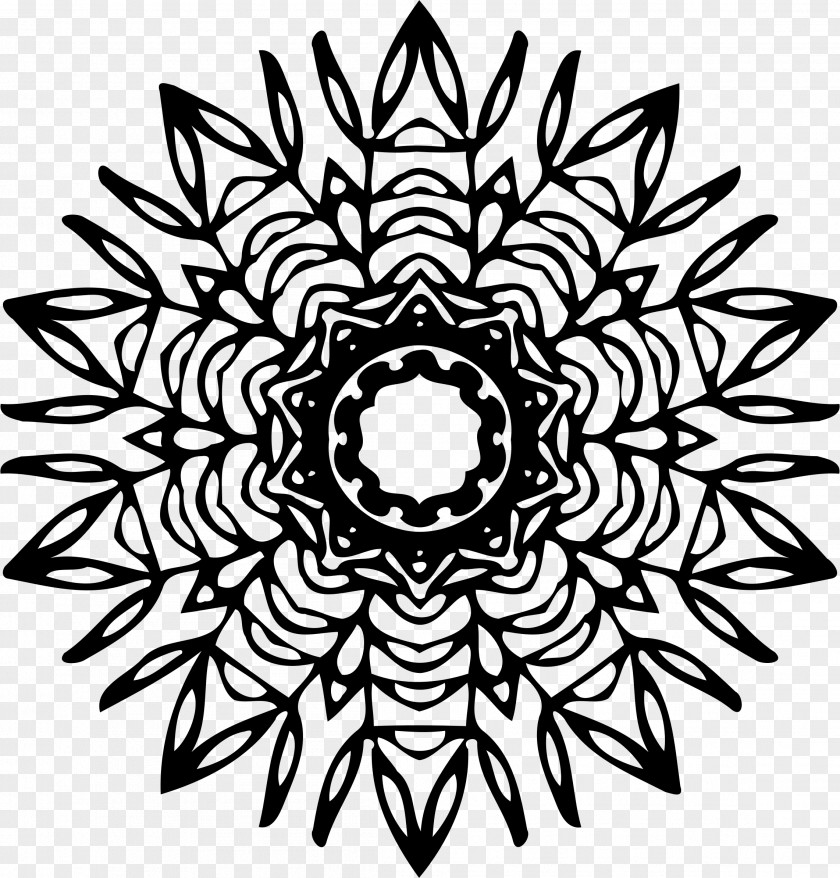 Mandala Contour Floral Design Art PNG