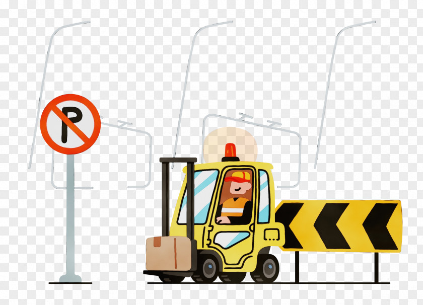 Transport Machine Cartoon Yellow Line PNG